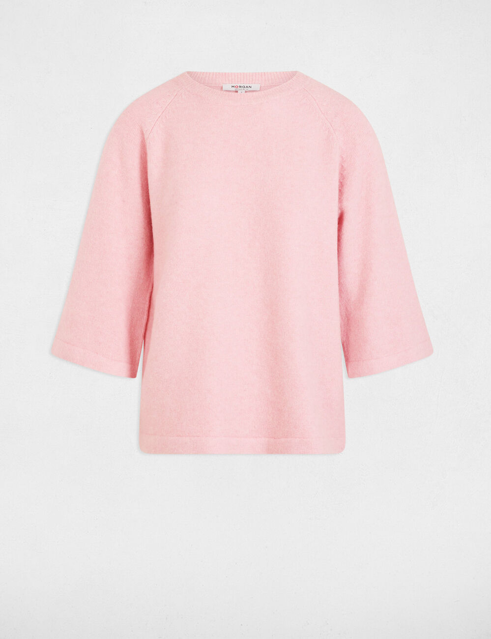 Jersey extragrande manga 3/4 rosado polvoriento mujer