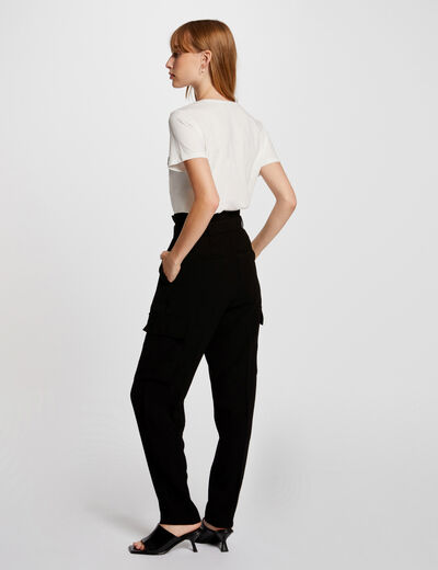 Pantalón estrecho la pernera negro mujer