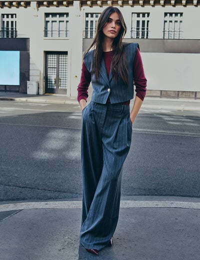 Pantal&oacute;n ancho de tiro alto mujer
