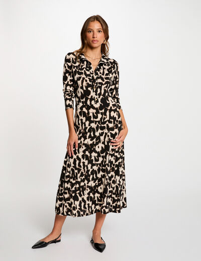 Vestido largo recto estampado multicolor mujer