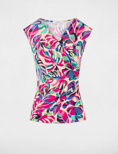 Camiseta manga corta multicolor mujer