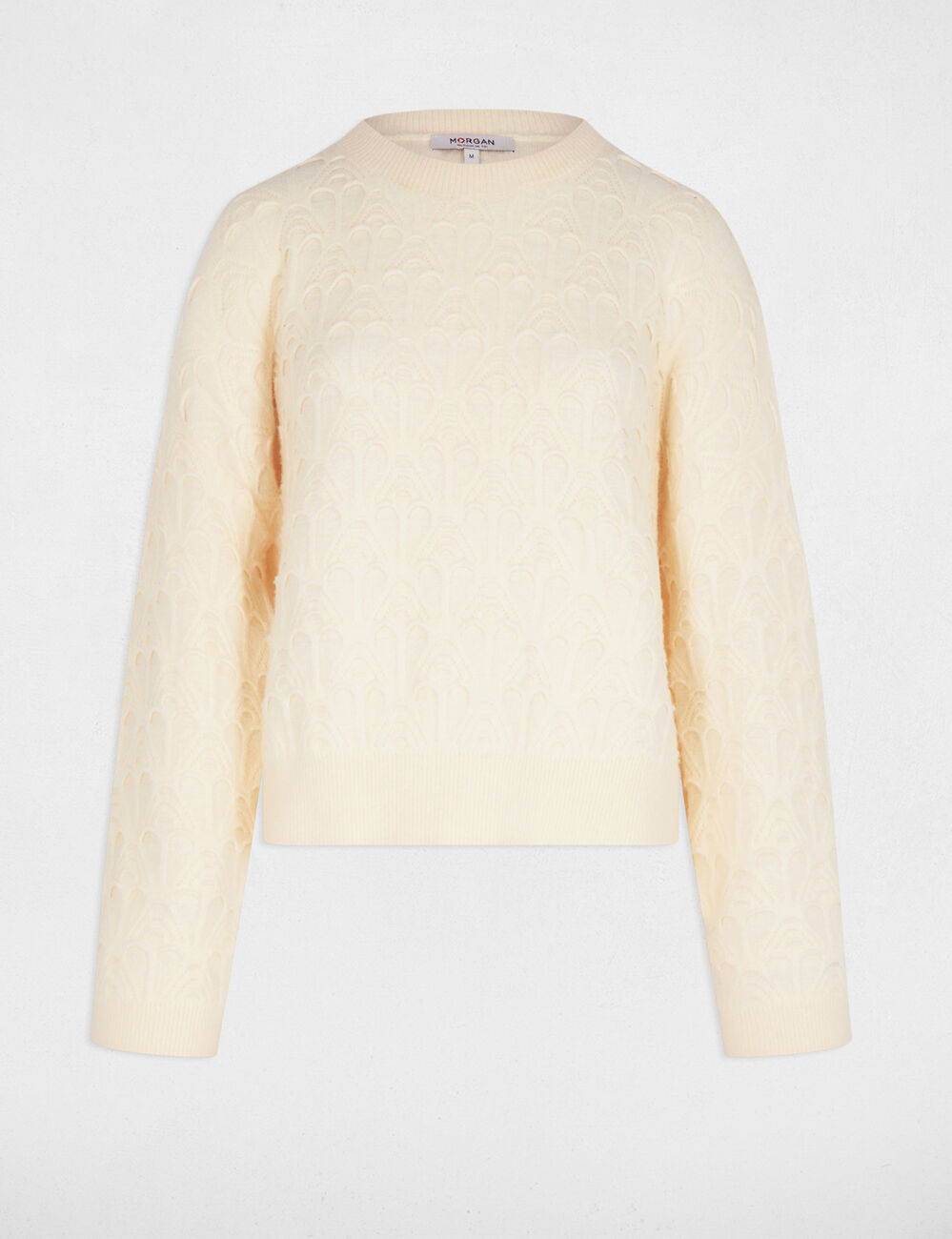 Jersey cuello redondo fantas&iacute;a marfil mujer