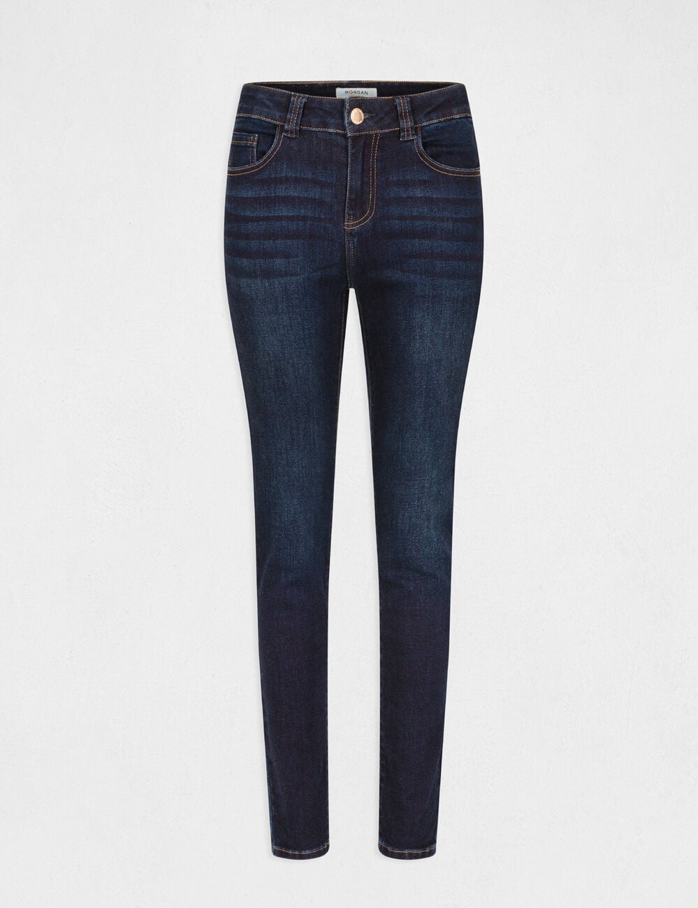 Vaquero slim talle alto denim crudo mujer