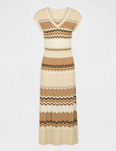 Vestido largo estilo jersey recto marr&oacute;n co&ntilde;ac mujer