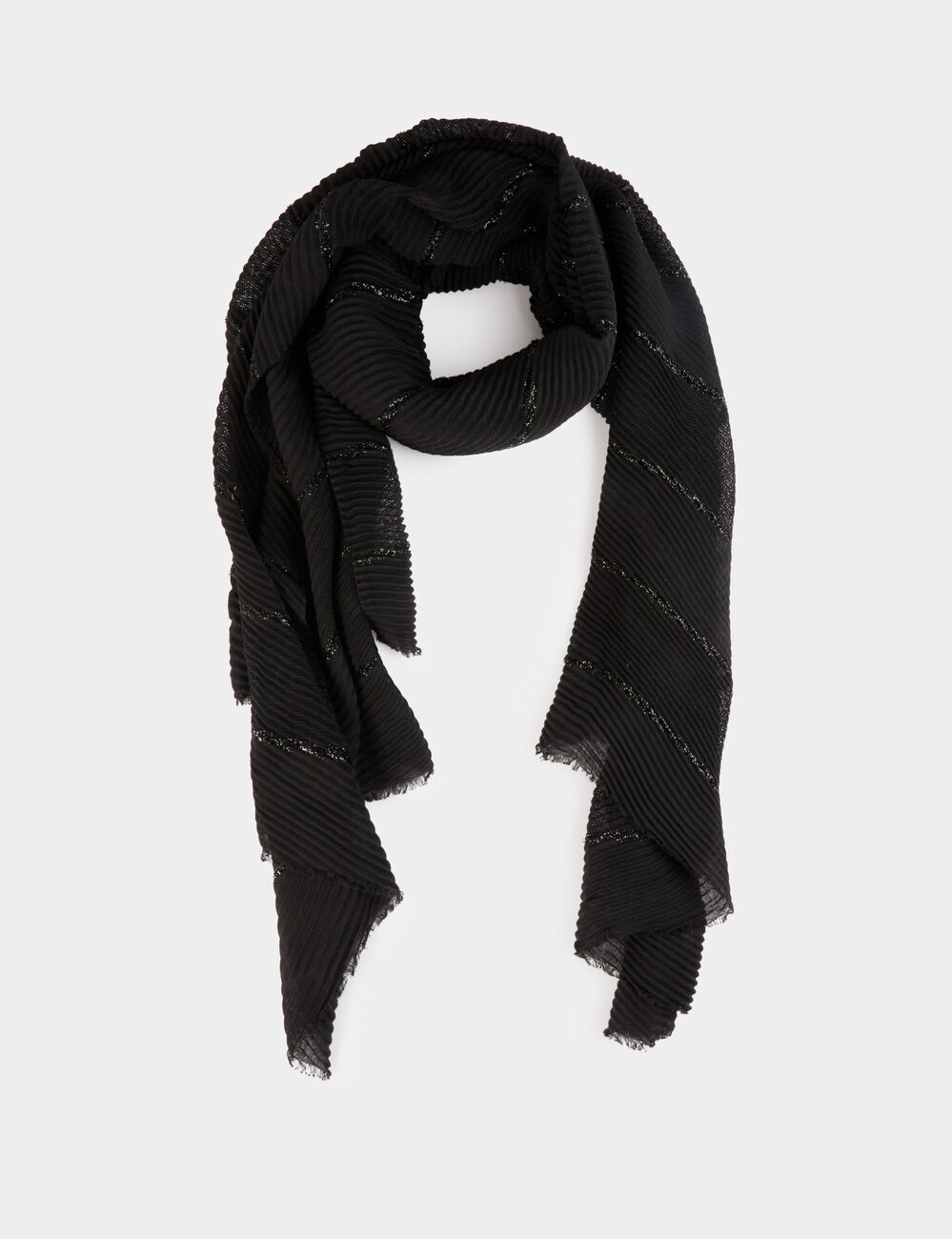 Pa&ntilde;uelo plisado metalizado negro mujer
