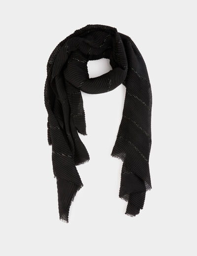 Pa&ntilde;uelo plisado metalizado negro mujer