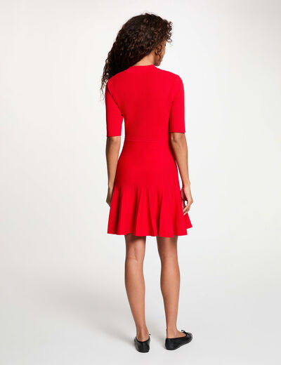 Vestido de punto plisado rojo mujer