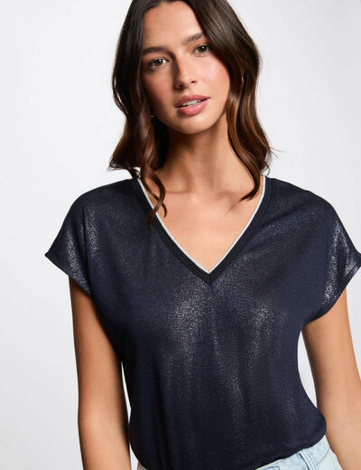 Camiseta de manga corta azul marino mujer