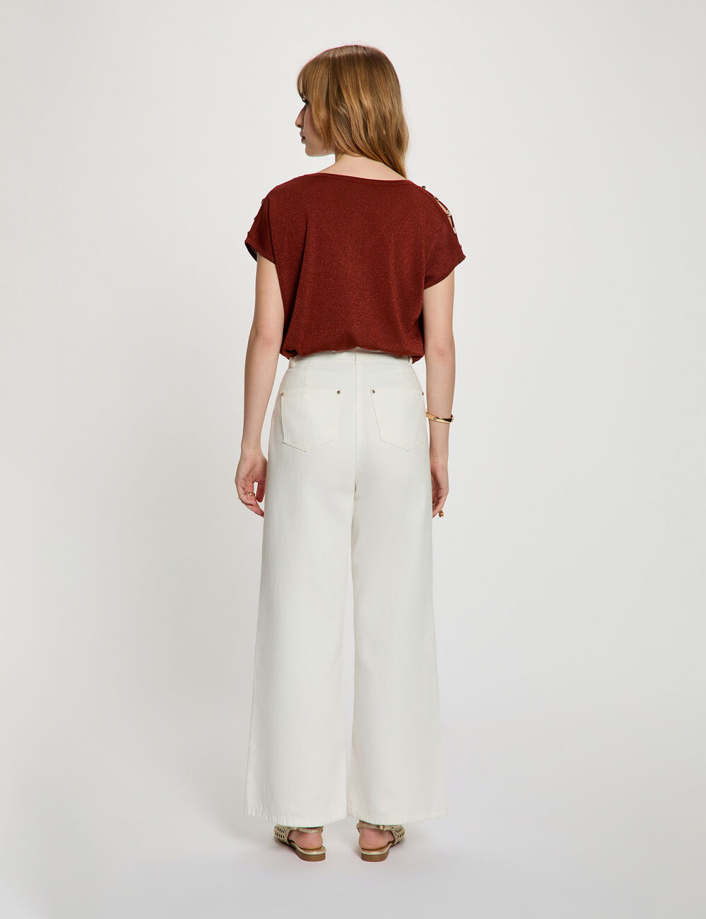 Jersey oversize con cuello v marr&oacute;n co&ntilde;ac mujer