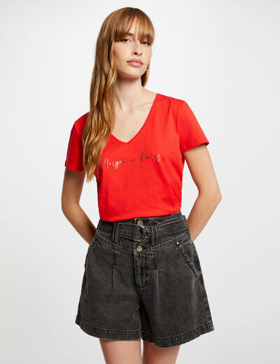 Camiseta con mensaje rojo mujer