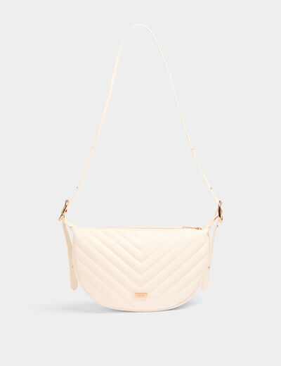 Bolso media luna acolchado blanco mujer