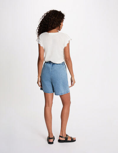 Camiseta cuello v manga corta blanco mujer