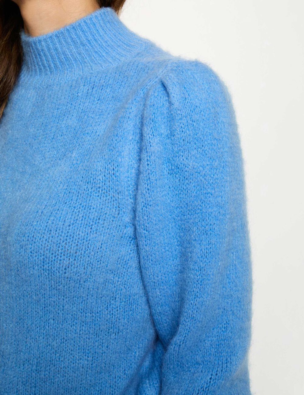 Jersey con cuello alto azul mujer