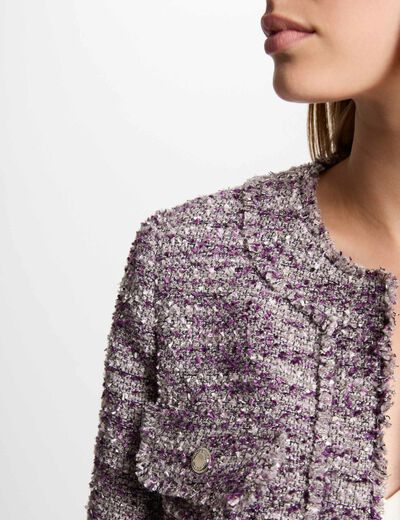 Americana corta tweed multicolor mujer