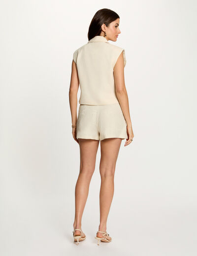 Pantal&oacute;n corto de tiro alto creme mujer