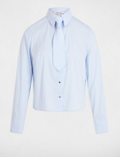Camisa manga larga azul cielo mujer