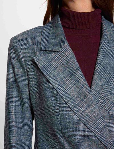 Chaqueta estampado de cuadros azul marino mujer