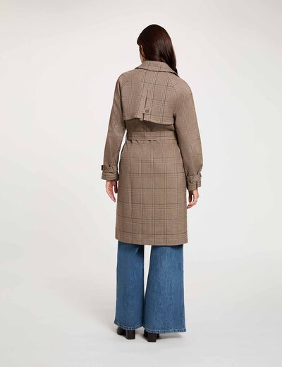 Trench largo con cintur&oacute;n multicolor mujer