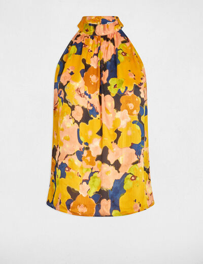 Top fluido de cuello alto multicolor mujer