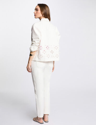 Chaqueta vaquero bordada blanco mujer