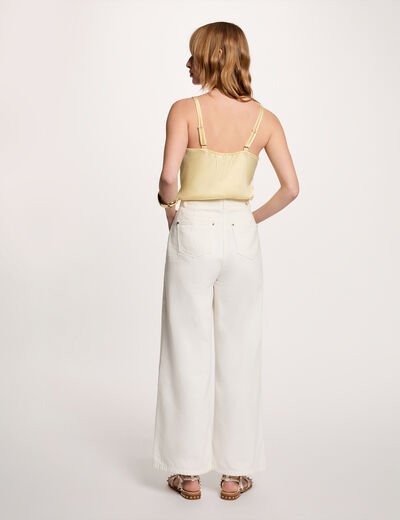 Top sat&eacute;n con tirantes amarillo pastel mujer
