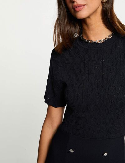 Vestido de punto corto. azul marino mujer