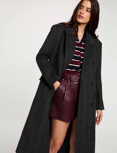 Abrigo de tweed con cuello sastre multicolor mujer