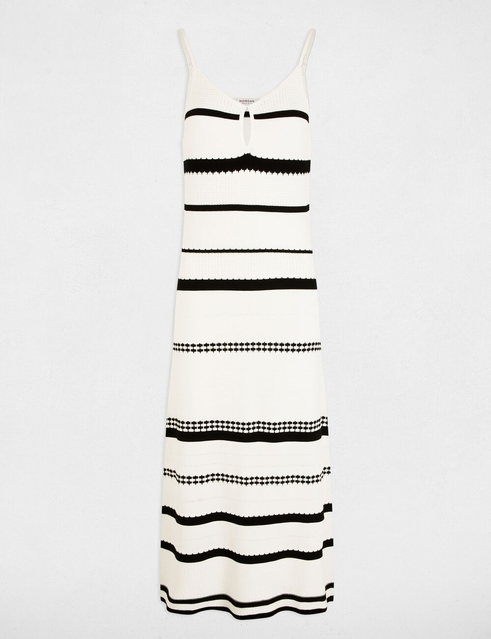 Vestido de punto a rayas blanco mujer
