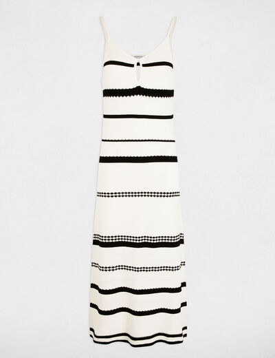 Vestido de punto a rayas blanco mujer