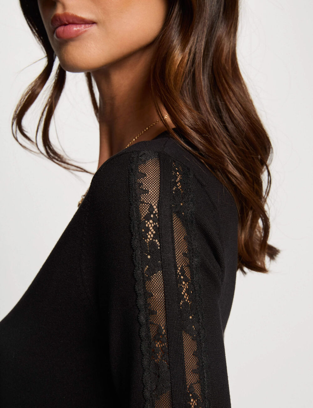 Jersey escote en V negro mujer