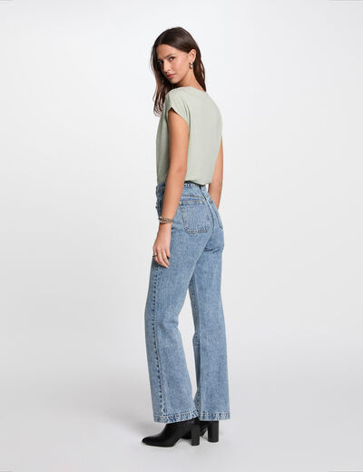 Vaquero de pernera ancha denim doble stone mujer