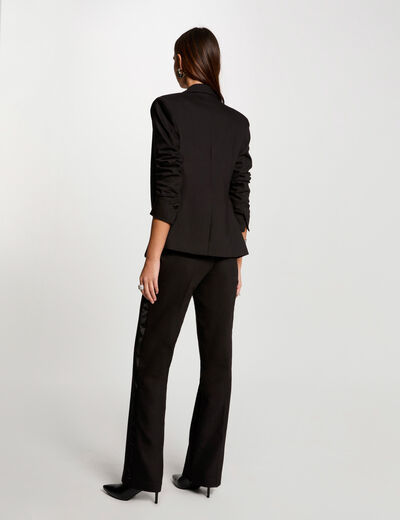 Pantalón ajustado pinzas negro mujer