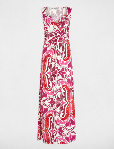 Vestido largo cuello coraz&oacute;n multicolor mujer
