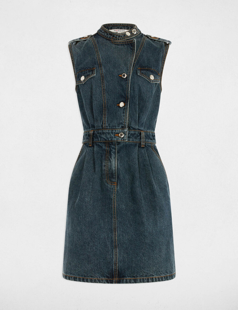Vestido de vaquero corto recto denim stone mujer