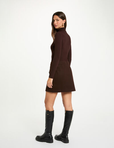 Vestido corto ajustado 2 en 1 marr&oacute;n oscuro mujer