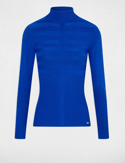 Jersey manga larga cuello de tortuga azul eléctrico mujer