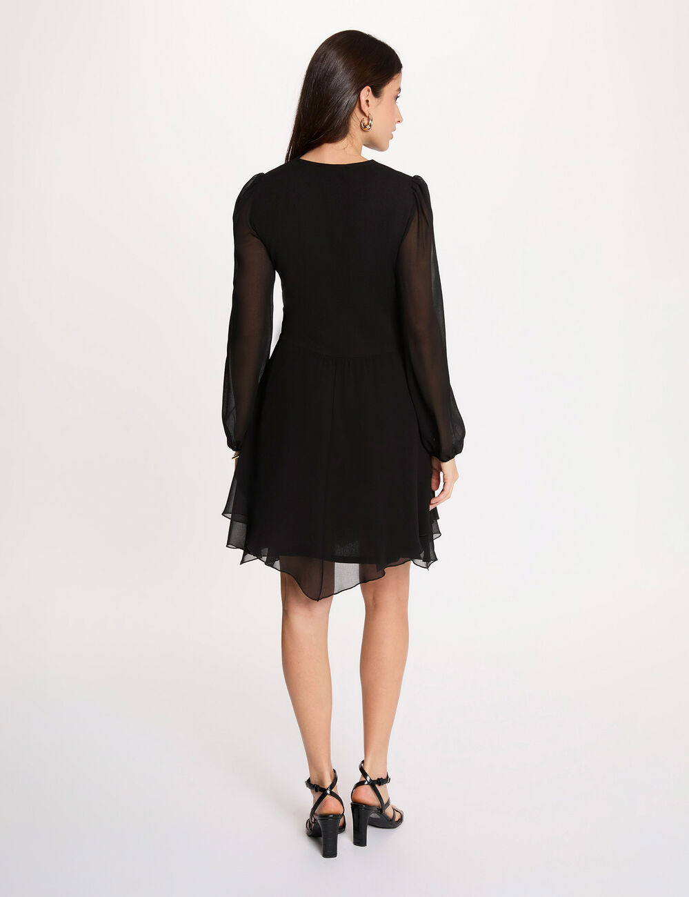 Vestido corto cruzado negro mujer