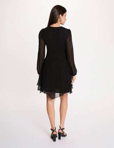 Vestido corto cruzado negro mujer