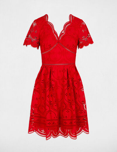Vestido patinadora bordado rojo mujer