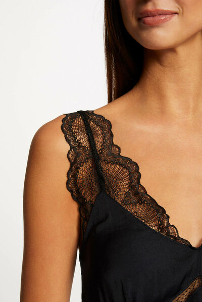 Blusa con tirantes anchos con encaje marino mujer