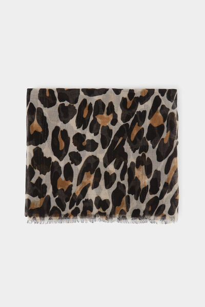 Fular estampado animal marrón mujer