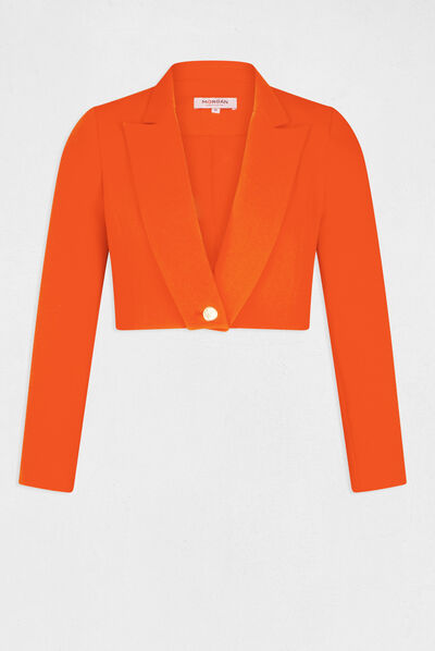 Chaqueta recta y corta naranja mujer