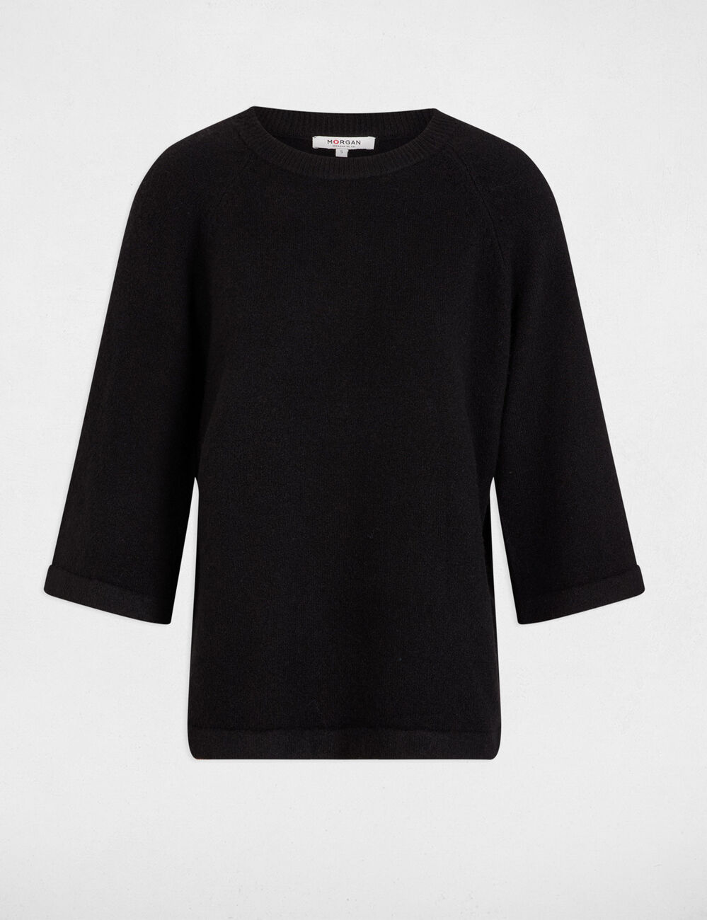 Jersey extragrande manga 3/4 negro mujer