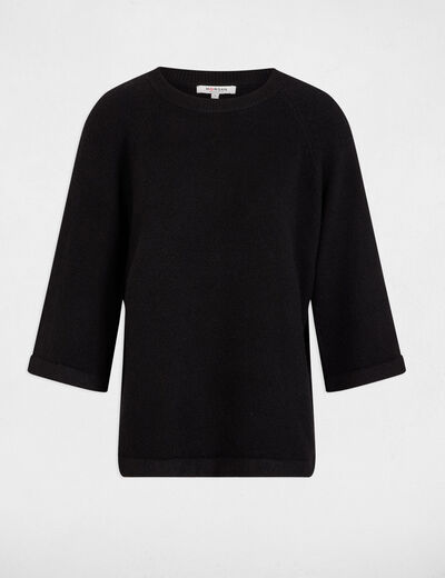 Jersey extragrande manga 3/4 negro mujer