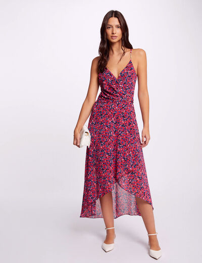 Vestido largo estampado rojo medio mujer