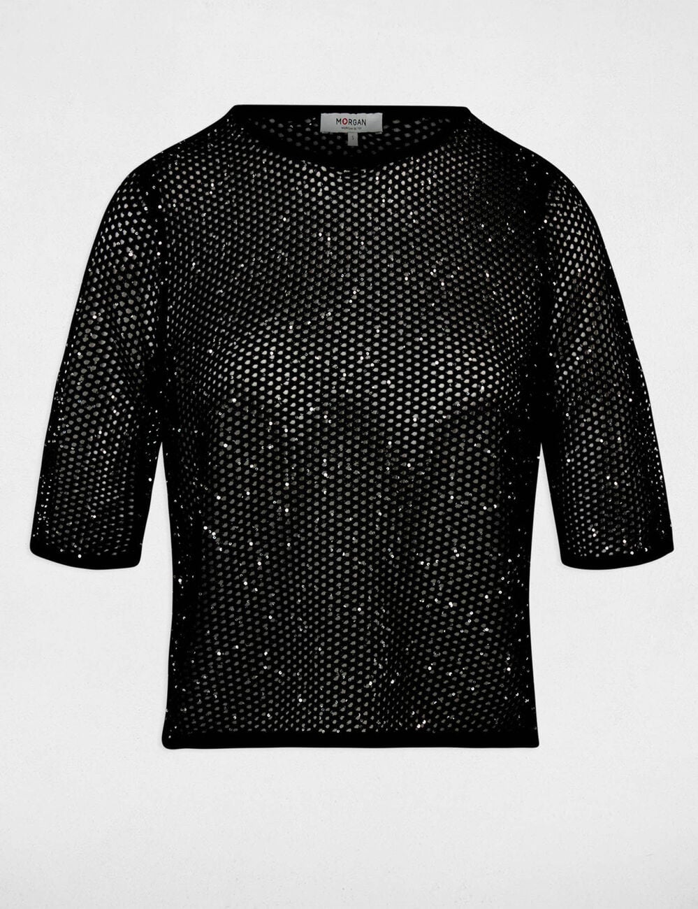 Camiseta de malla negro mujer