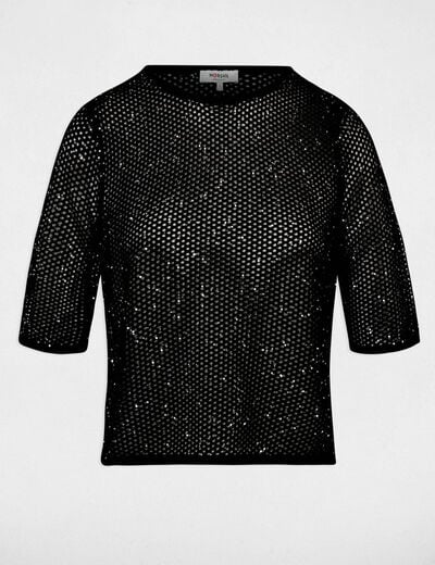 Camiseta de malla negro mujer