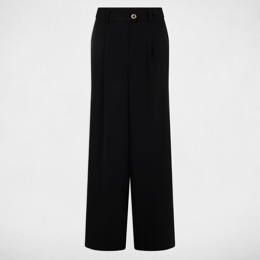 Pantalón flare holgado negro mujer