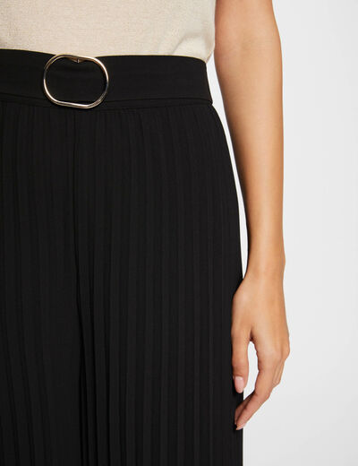 Pantalón holgado plisado negro mujer