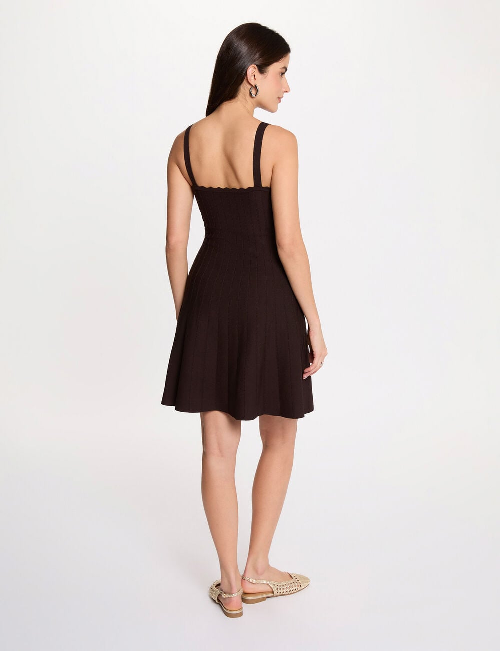 Vestido punto corto evas&eacute; marr&oacute;n oscuro mujer